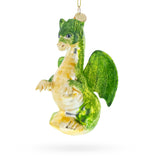 Glass Flying Dragon Blown Glass Christmas Ornament in Green color