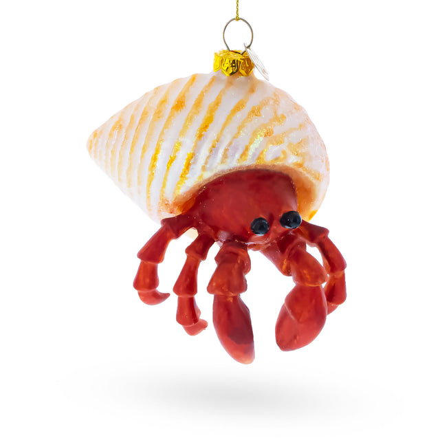 Glass Tropical Orange Hermit Crab Blown Glass Christmas Ornament in Orange color