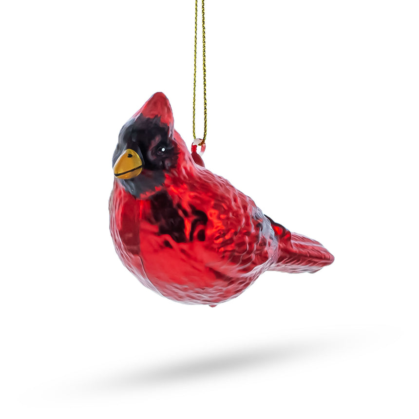 Glass Vibrant Red Cardinal Blown Glass Christmas Ornament in Red color