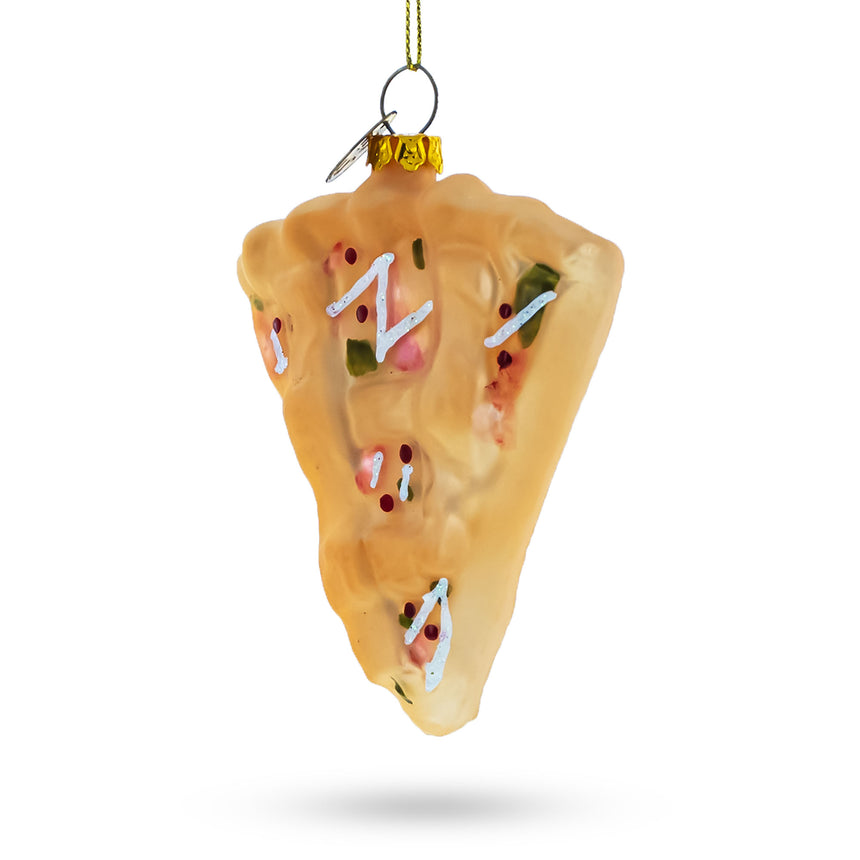 Glass Delicious Cake Slice Food Blown Glass Christmas Ornament in Yellow color Triangle