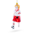 Glass Sporty Girl Playing Soccer Blown Glass Christmas Ornament in Multi color