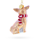 Adorable Chihuahua Dog Blown Glass Christmas Ornament ,dimensions in inches: 3.8 x 2.9 x 1.5