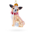 Glass Adorable Chihuahua Dog Blown Glass Christmas Ornament in Orange color