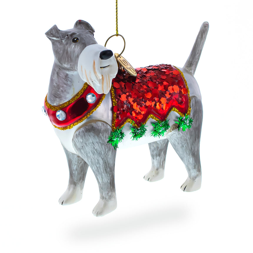 Glass Charming Irish Terrier Blown Glass Christmas Ornament in Multi color