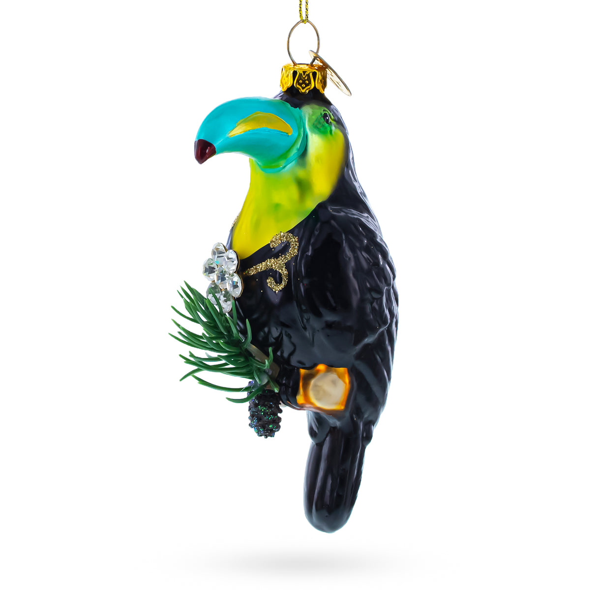 Glass Colorful Toucan Bird - Blown Glass Christmas Ornament in Multi color