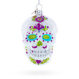 Glass Elegantly Decorated White Skull Glass Christmas Ornament in White color