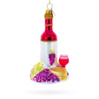 Glass Sophisticated Red Wine with Snacks Glass Christmas Ornament in Multi color