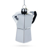 Glass Espresso Maker Coffe Lover Glass Ornament Glass Christmas Ornament in Silver color