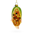 Glass Golden Corn on the Cob Blown Glass Christmas Ornament in Gold color