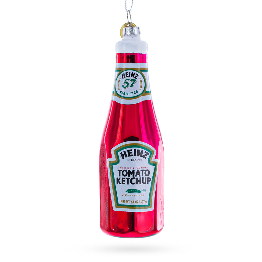 Glass Ketchup Bottle Blown Glass Christmas Ornament in Pink color