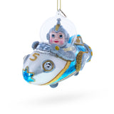 Glass Astronaut Driving Spaceship Blown Glass Christmas Ornament in Blue color