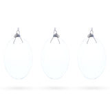 Glass Set of 3 Oval Flat Discs Clear Glass Christmas Ornament, 5 Inches (127 mm) in Clear color Disc