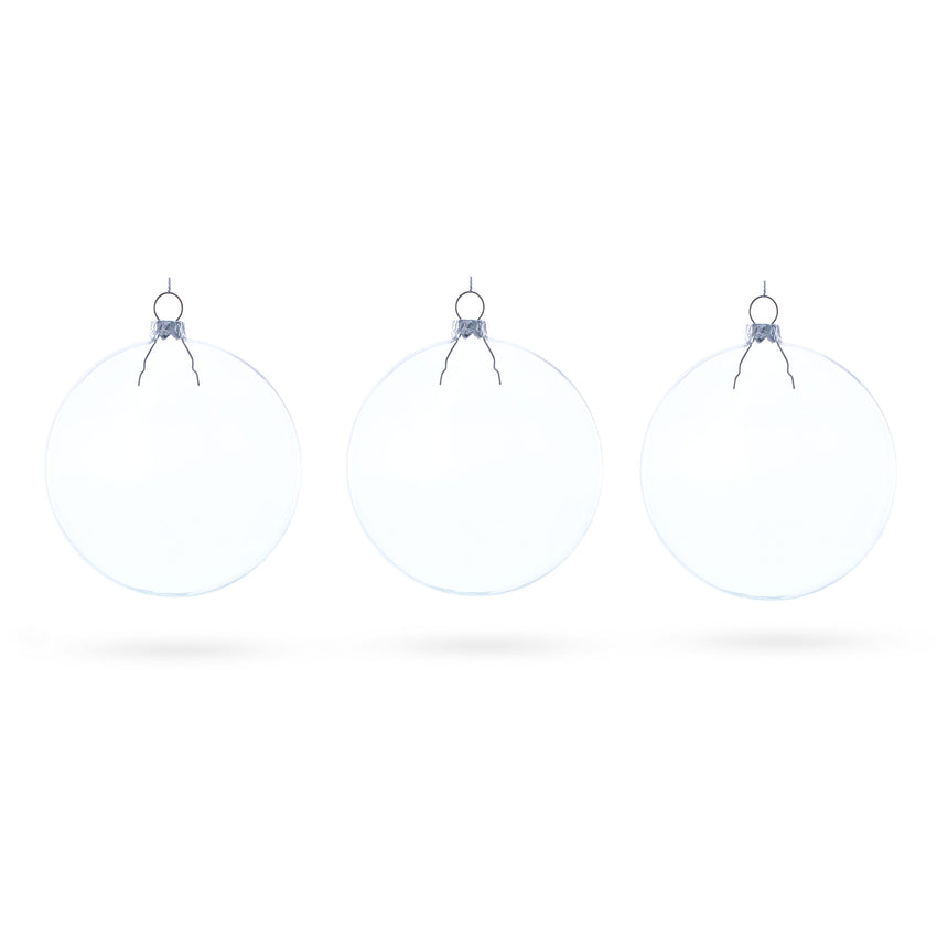 Glass Flat Disc Clear Blown Glass Christmas Ornament in Clear color Disc