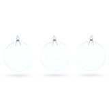 Glass Deluxe Set of 3 Flat Disc Clear Blown Glass Christmas Ornaments 5.4 Inches (140 mm) in Clear color Disc