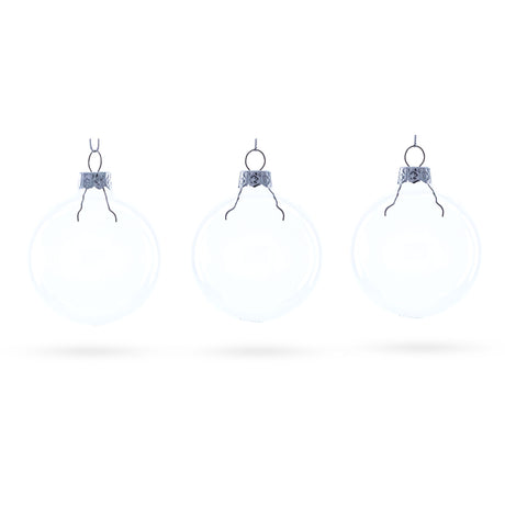 Glass Set of 3 Clear Blown Glass Ball Ornament 3.05 Inches (78 mm) in Clear color Round