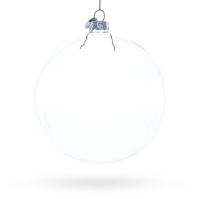 Glass Exquisite Clear Glass Ball Christmas Ornament 4.6 Inches in Clear color Round