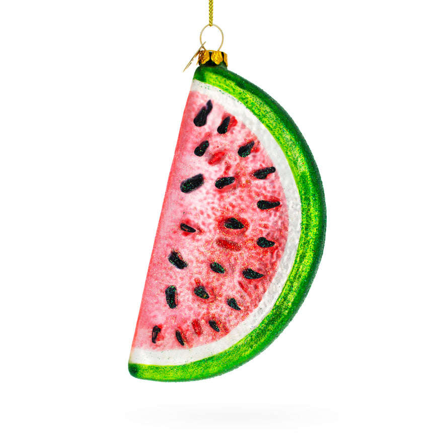 Glass Juicy Watermelon Slice Blown Glass Christmas Ornament in Multi color