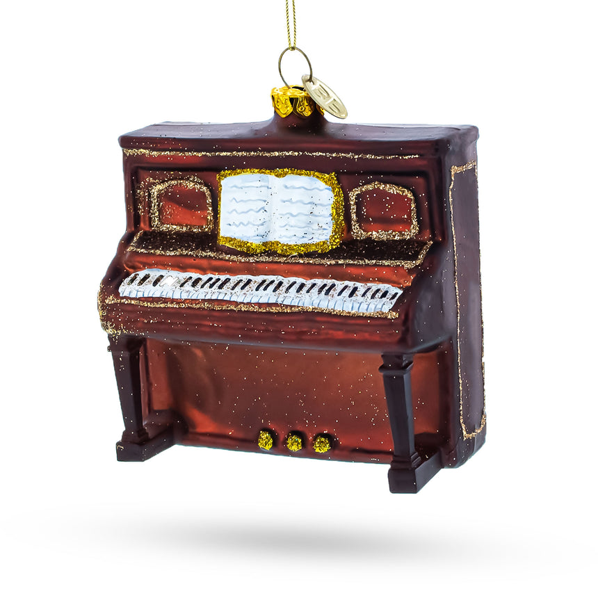 Glass Elegant Piano Blown Glass Christmas Ornament in Brown color