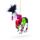 Glass Zebra in Costume Blown Glass Christmas Ornament in Multi color