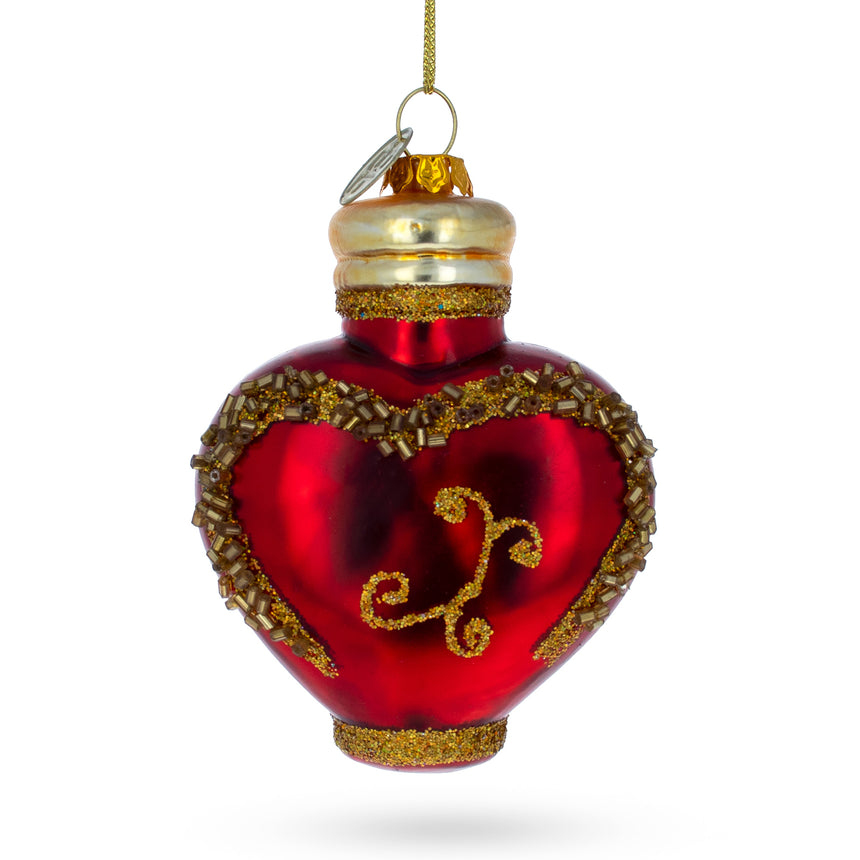 Glass Elegant Perfume Bottle Blown Glass Christmas Ornament in Red color