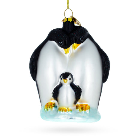 Glass Tender Penguins with Baby Chick Glass Christmas Ornament in Multi color