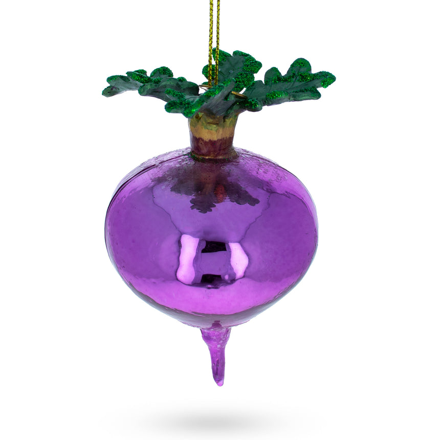 Glass Vibrant Beetroot Blown Glass Christmas Ornament in Purple color