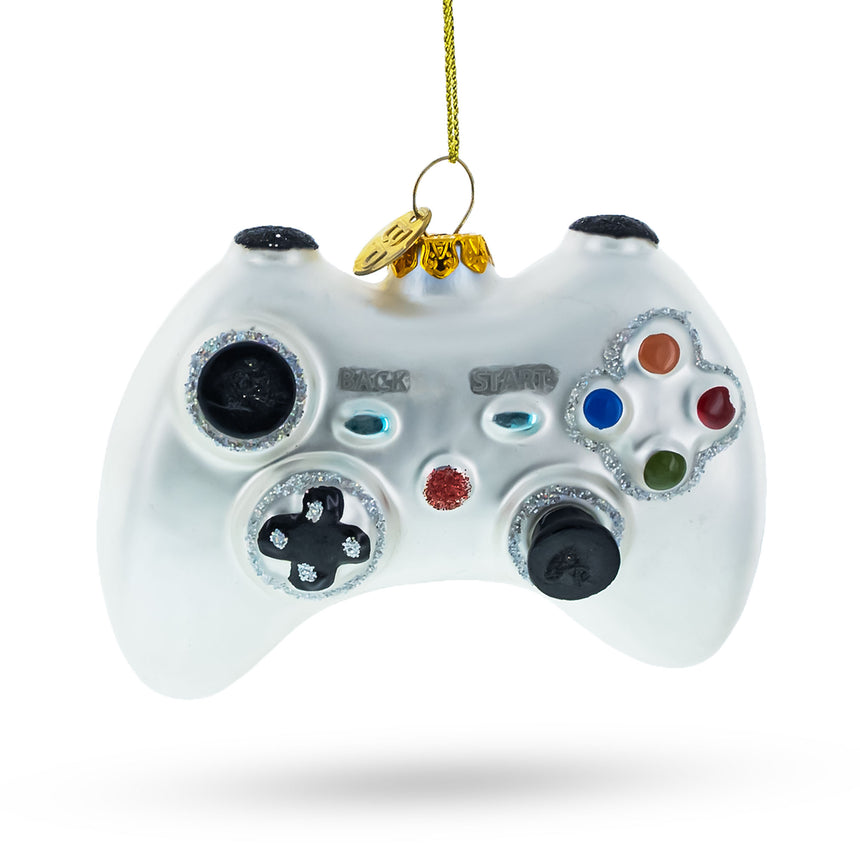 Glass Video Game Controller Blown Glass Christmas Ornament in White color