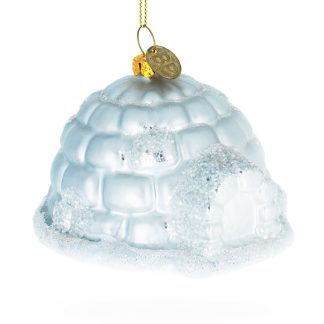 Glass Igloo Blown Glass Christmas Ornament in White color