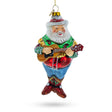 Glass Musical Santa Strumming Guitar Glass Christmas Ornament in Multi color