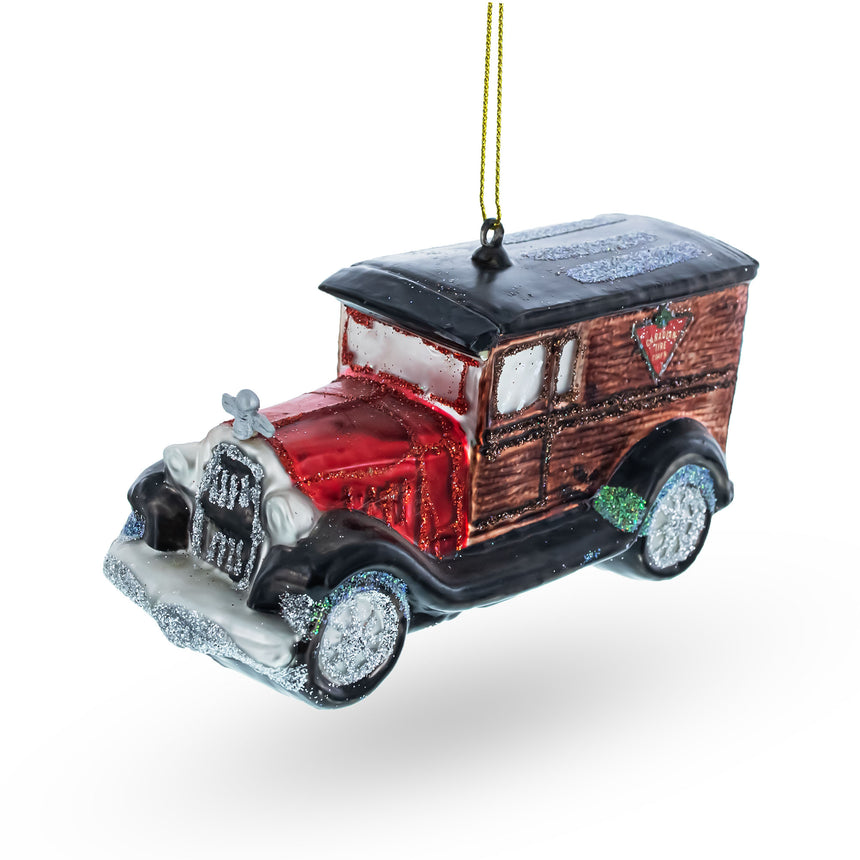 Glass Timeless Elegance: Classic Antique Car - Blown Glass Christmas Ornament in Multi color