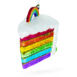 Glass Vibrant Rainbow Layer Cake Blown Glass Christmas Ornament in Multi color