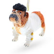 Glass Rock 'n' Roll Elvis Bulldog Blown Glass Christmas Ornament in Multi color