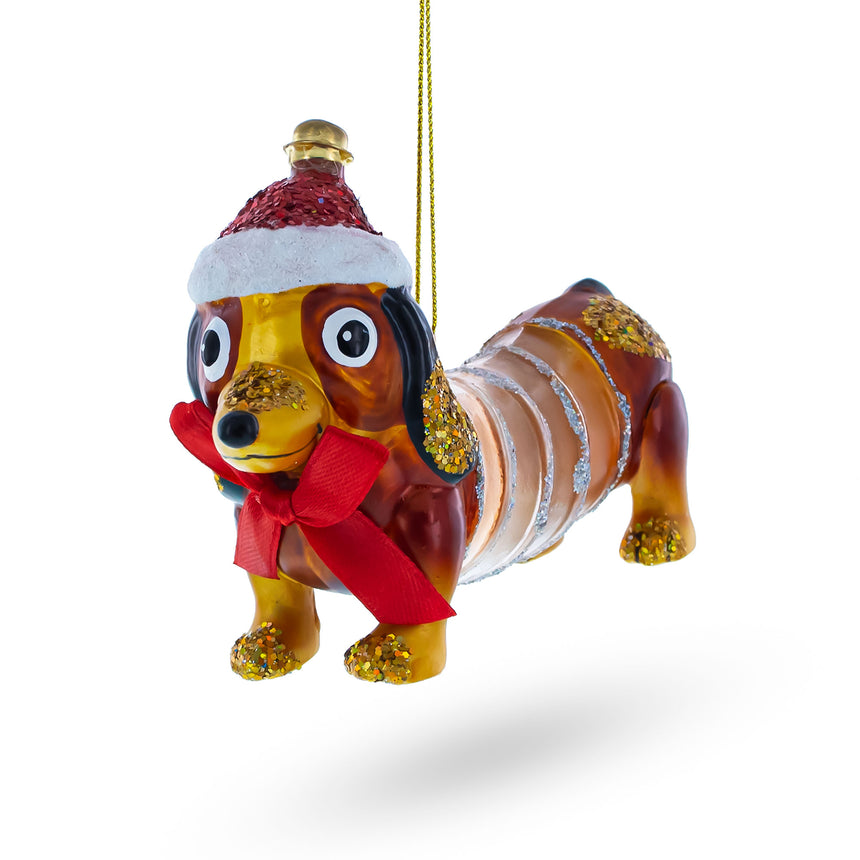 Glass Retro Stretching Slinky Dog Blown Glass Christmas Ornament in Multi color