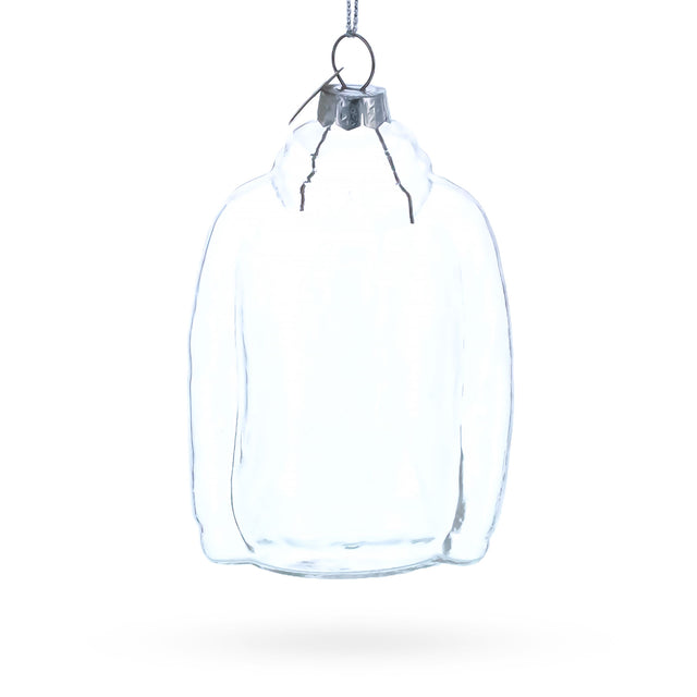 Glass Cozy Hoodie Clear Blown Glass Christmas Ornament in Clear color