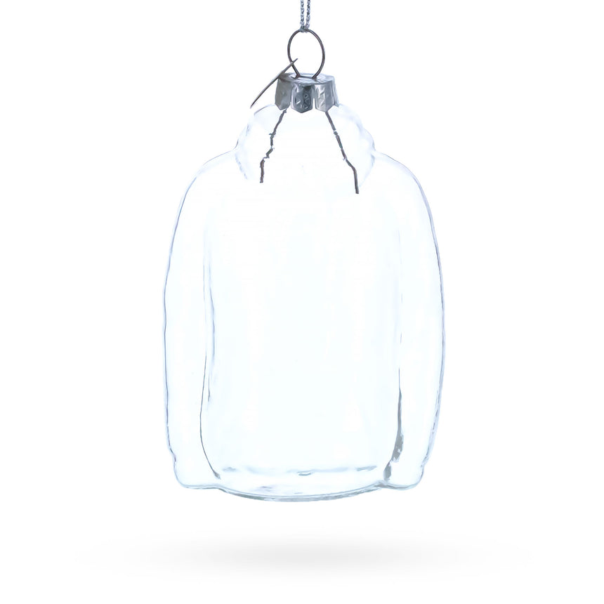 Glass Cozy Hoodie Clear Blown Glass Christmas Ornament in Clear color