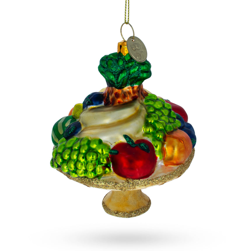 Glass Sumptuous Fruit Platter Blown Glass Christmas Ornament in Multi color