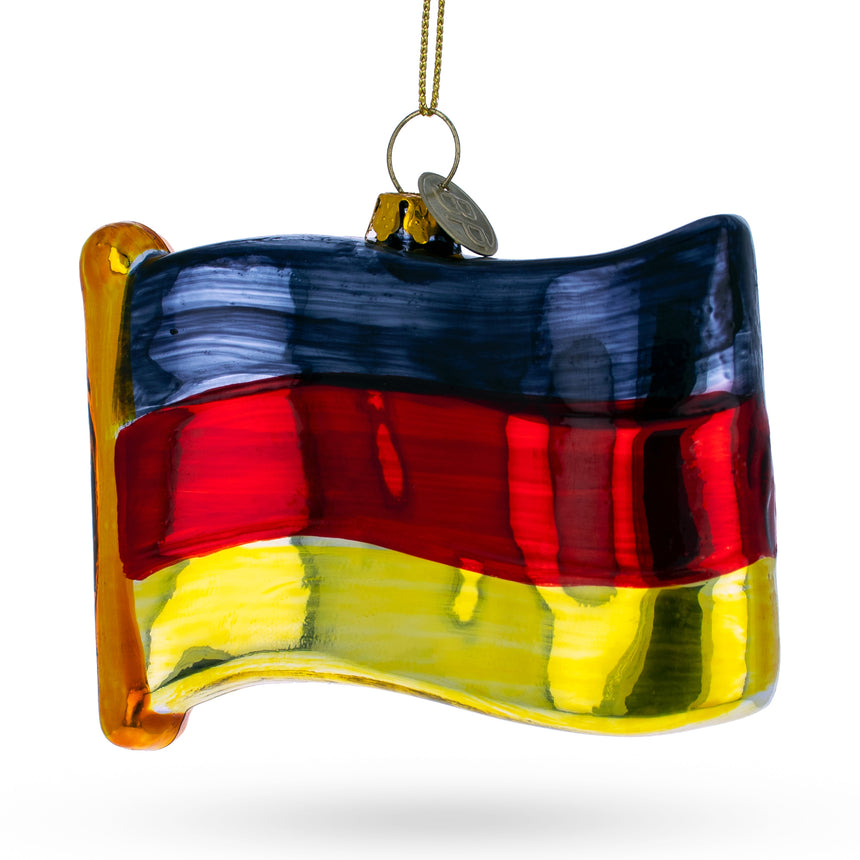 Glass Flag of Germany Blown Glass Christmas Ornament in Multi color