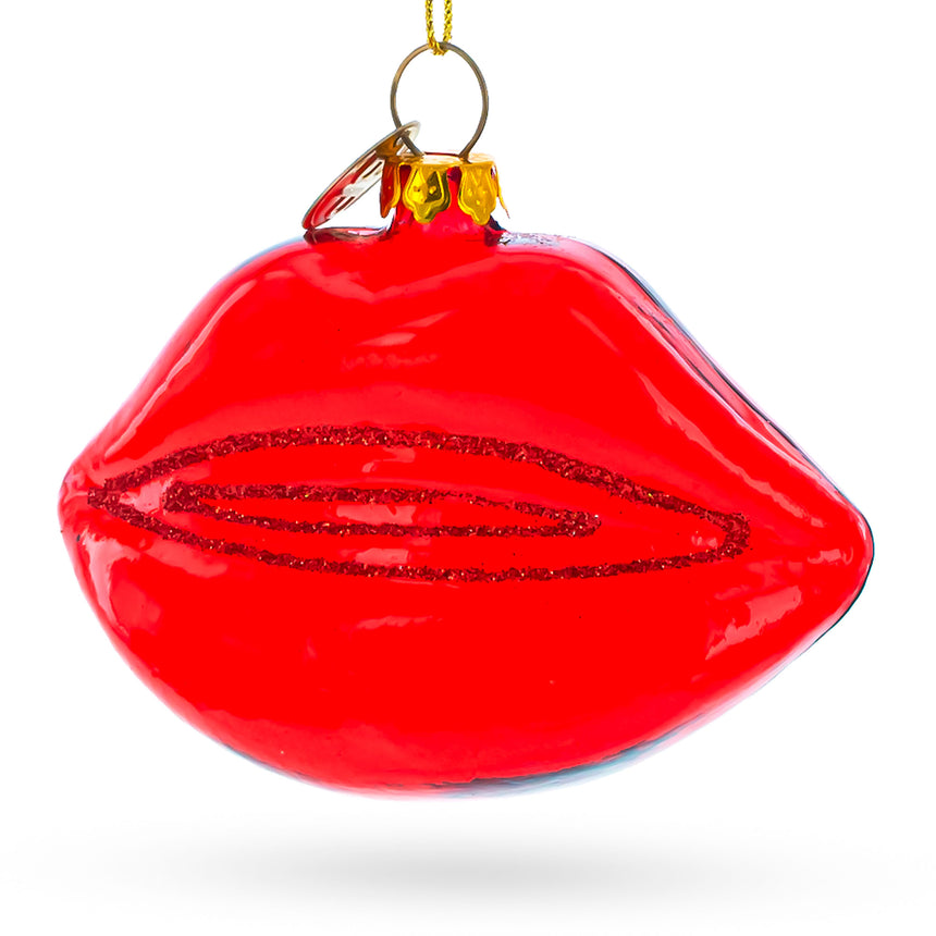 Glass Sultry Red Lips Blown Glass Christmas Ornament in Red color