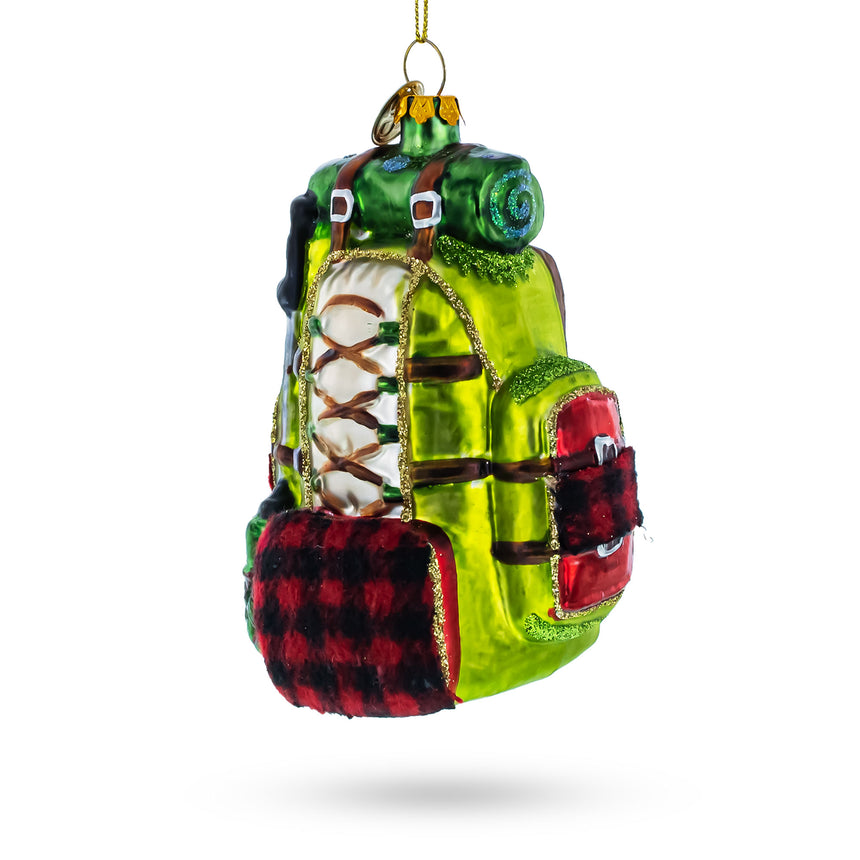 Glass Globetrotter's Travel Backpack Glass Christmas Ornament in Multi color