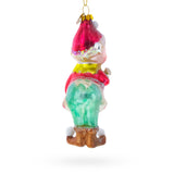 Whimsical Elf Decorating Cupcake Glass Christmas Ornament ,dimensions in inches: 5.8 x 2.3 x 2.1