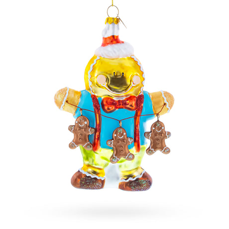 Glass Jolly Gingerbread Man Blown Glass Christmas Ornament in Multi color