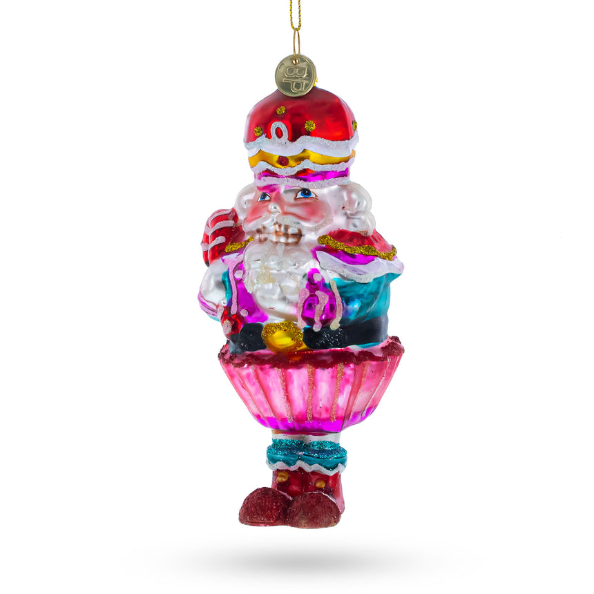 Glass Nutcracker with Cupcake Blown Glass Christmas Ornament in Multi color