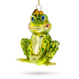 Glass Shimmering Frog Blown Glass Christmas Ornament in Green color