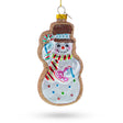 Glass Festive Snowman Cookie Blown Glass Christmas Ornament in Multi color