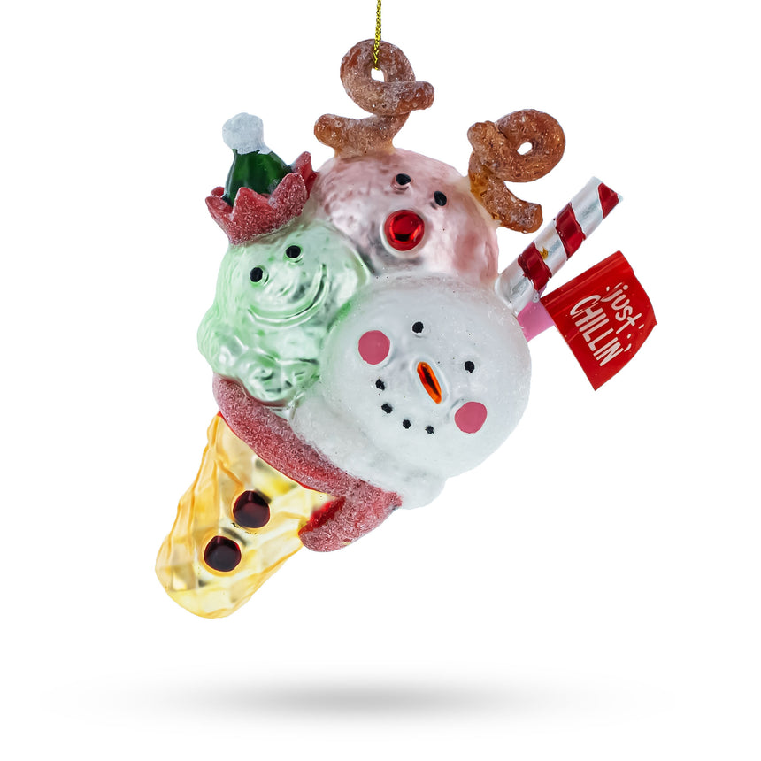 Glass Icy Delights Christmas Ice Cream Glass Christmas Ornament in Multi color