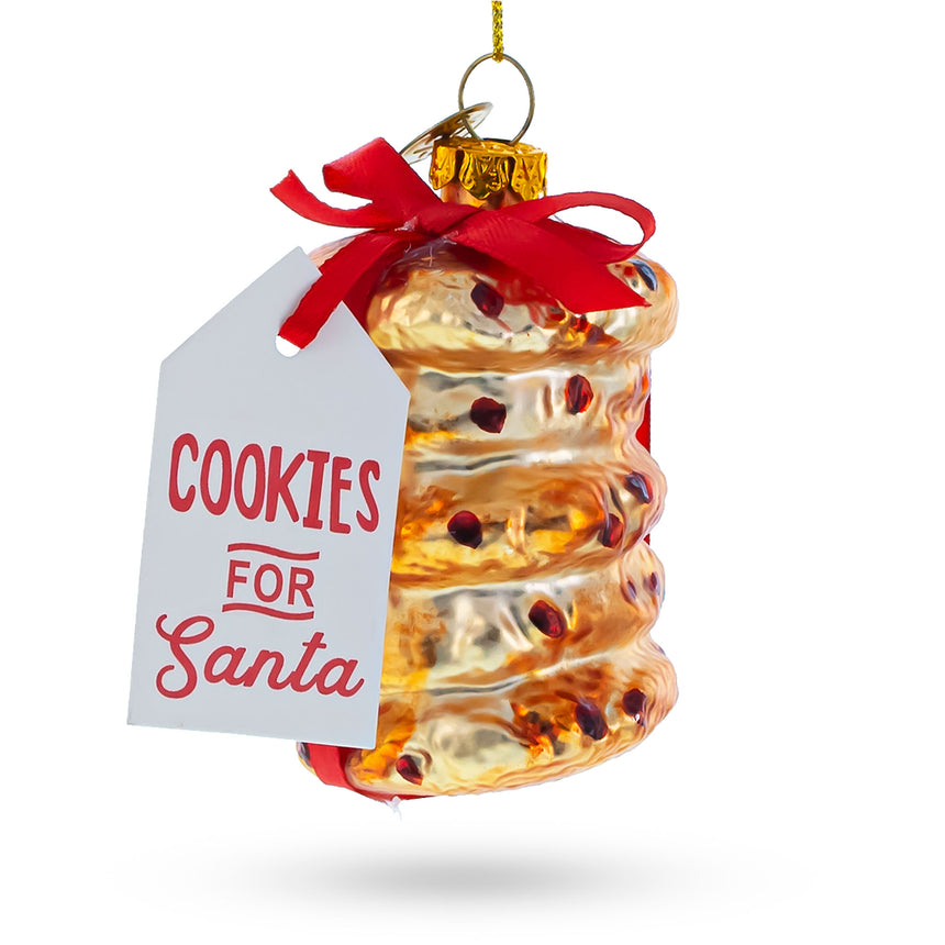 Glass Glistening Cookies for Santa Blown Glass Christmas Ornament in Gold color