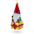 Glass Gnome Bearing Gifts Blown Glass Christmas Ornament in Multi color