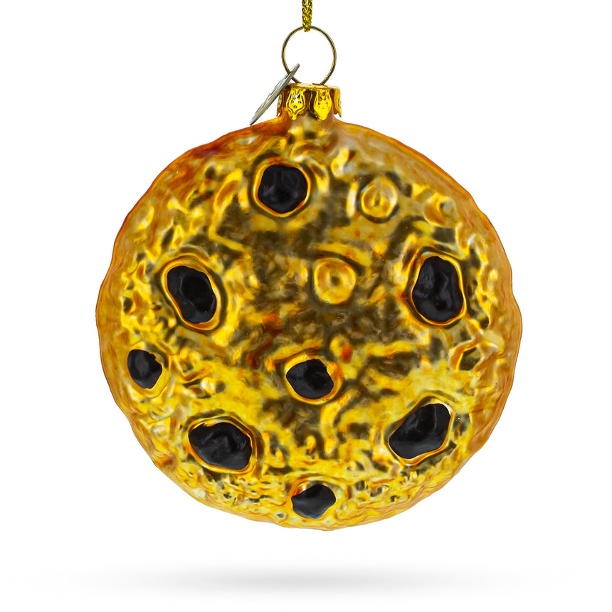 Glass Santa's Snack: Chocolate Chip Cookie Blown Glass Christmas Ornament in Brown color Round