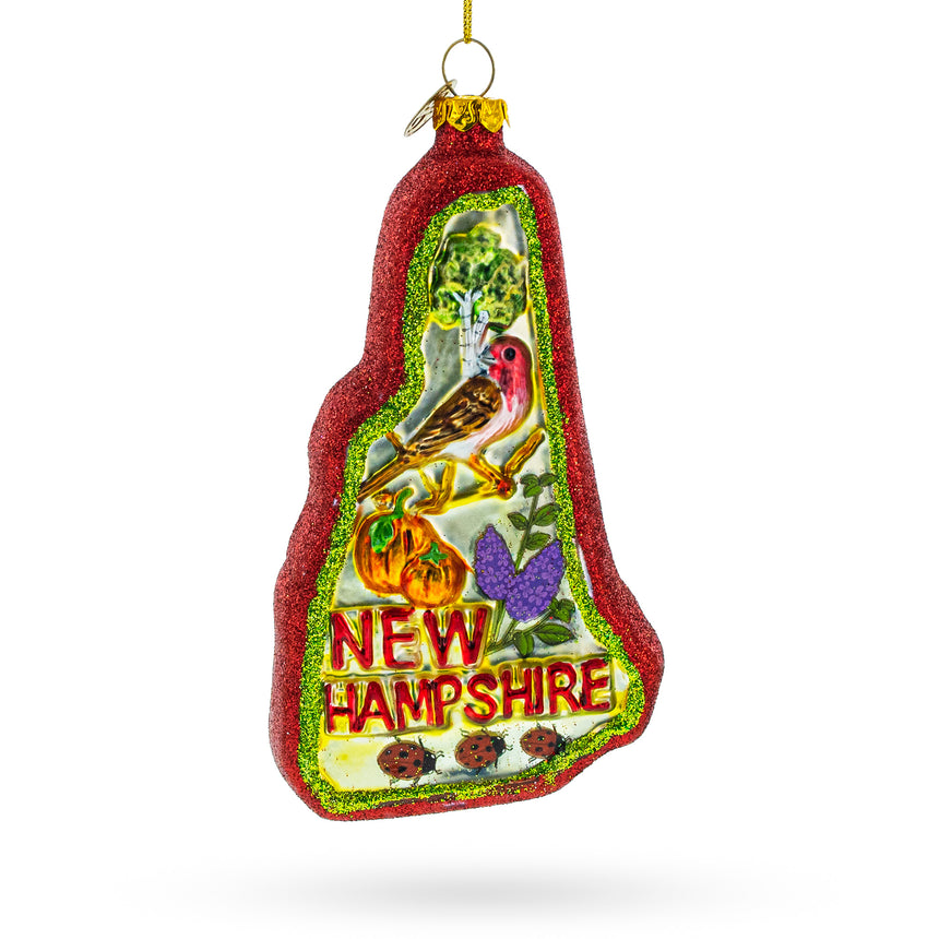 Glass Scenic New Hampshire State, USA Glass Christmas Ornament in Multi color