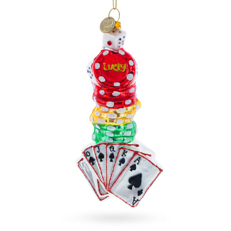 Glass Lucky Casino Blown Glass Christmas Ornament in Multi color